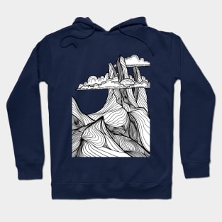 Mountain landscape and sky view line illustration Hoodie